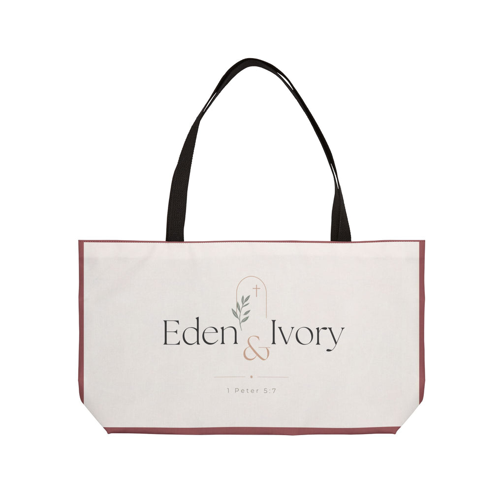 Cast your Cares upon Him Tote Bag Burgundy | 1 Peter 5:7