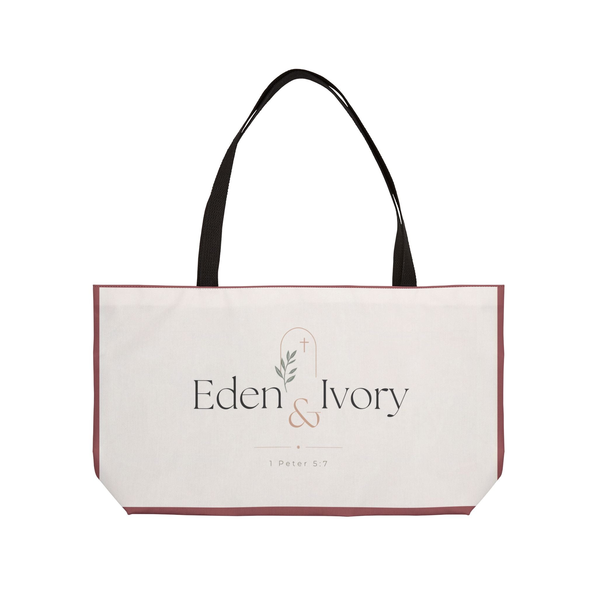 Cast your Cares upon Him Tote Bag Burgundy | 1 Peter 5:7