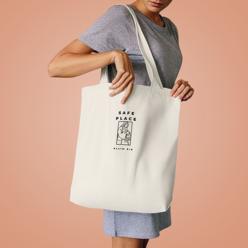 Safe Place Minimalist Colours Tote Bag| Psalm 9:9