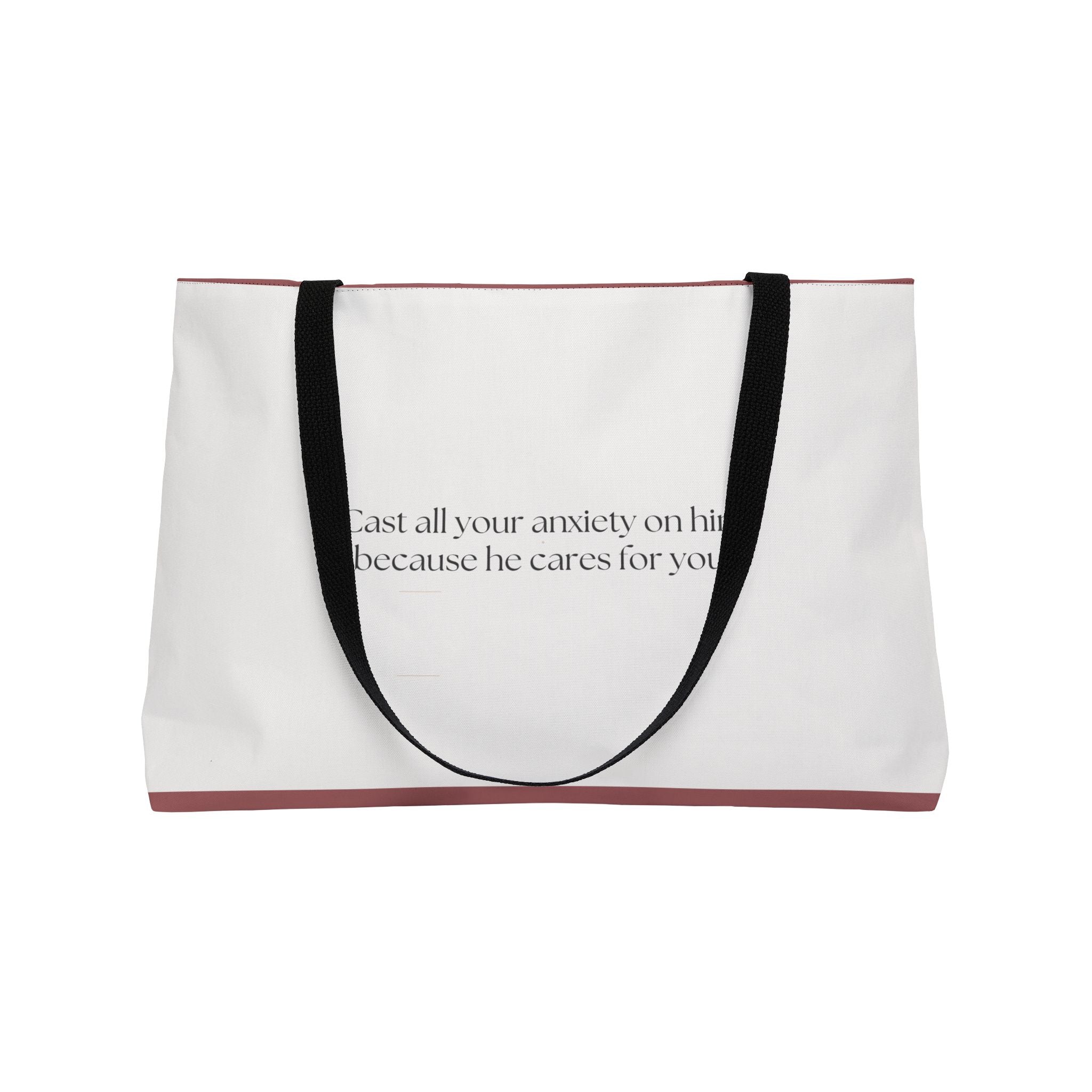 Cast your Cares upon Him Tote Bag Burgundy | 1 Peter 5:7