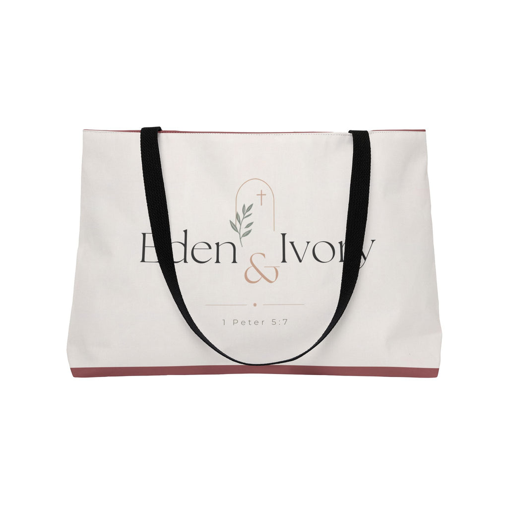 Cast your Cares upon Him Tote Bag Burgundy | 1 Peter 5:7