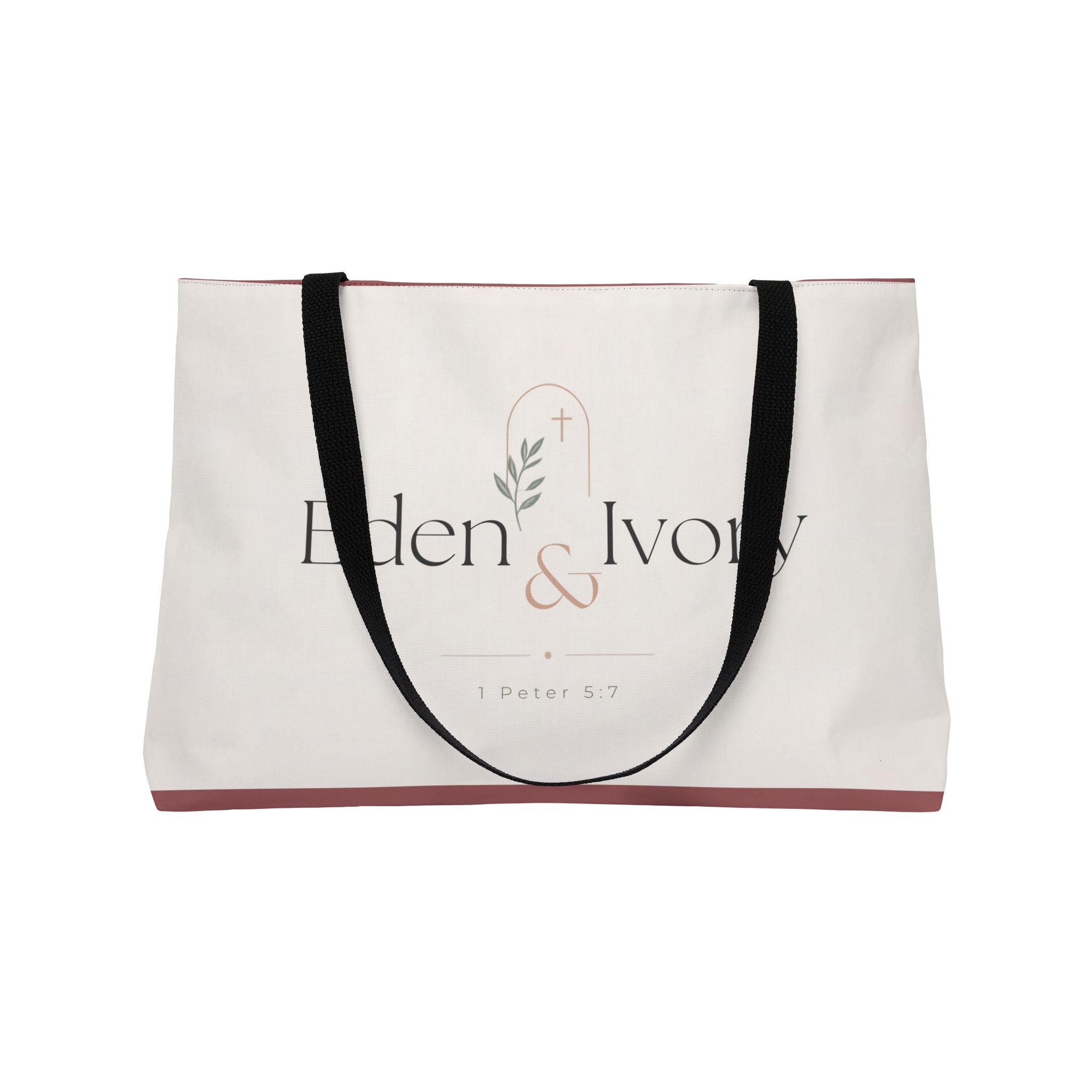 Cast your Cares upon Him Tote Bag Burgundy | 1 Peter 5:7