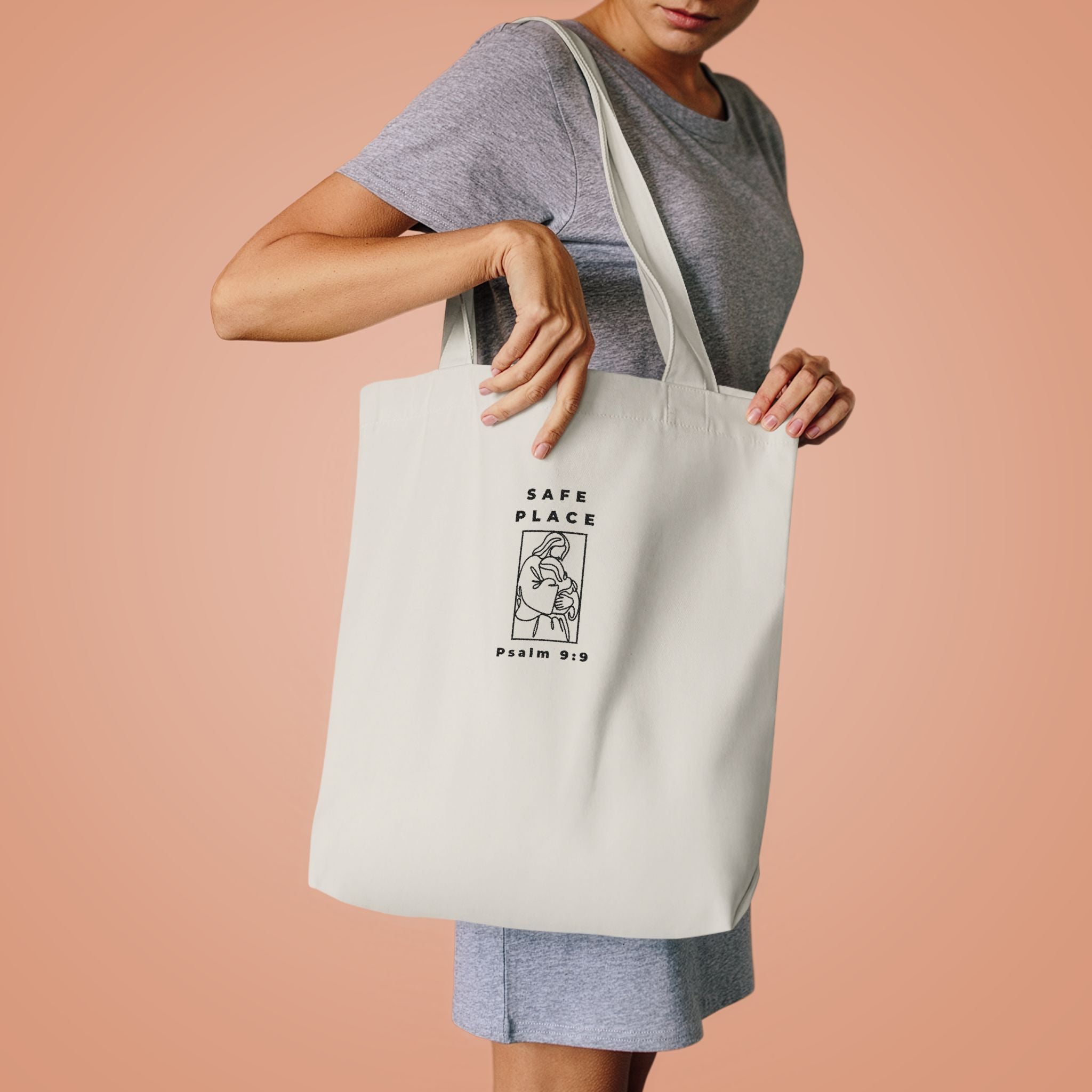 Safe Place Minimalist Colours Tote Bag| Psalm 9:9