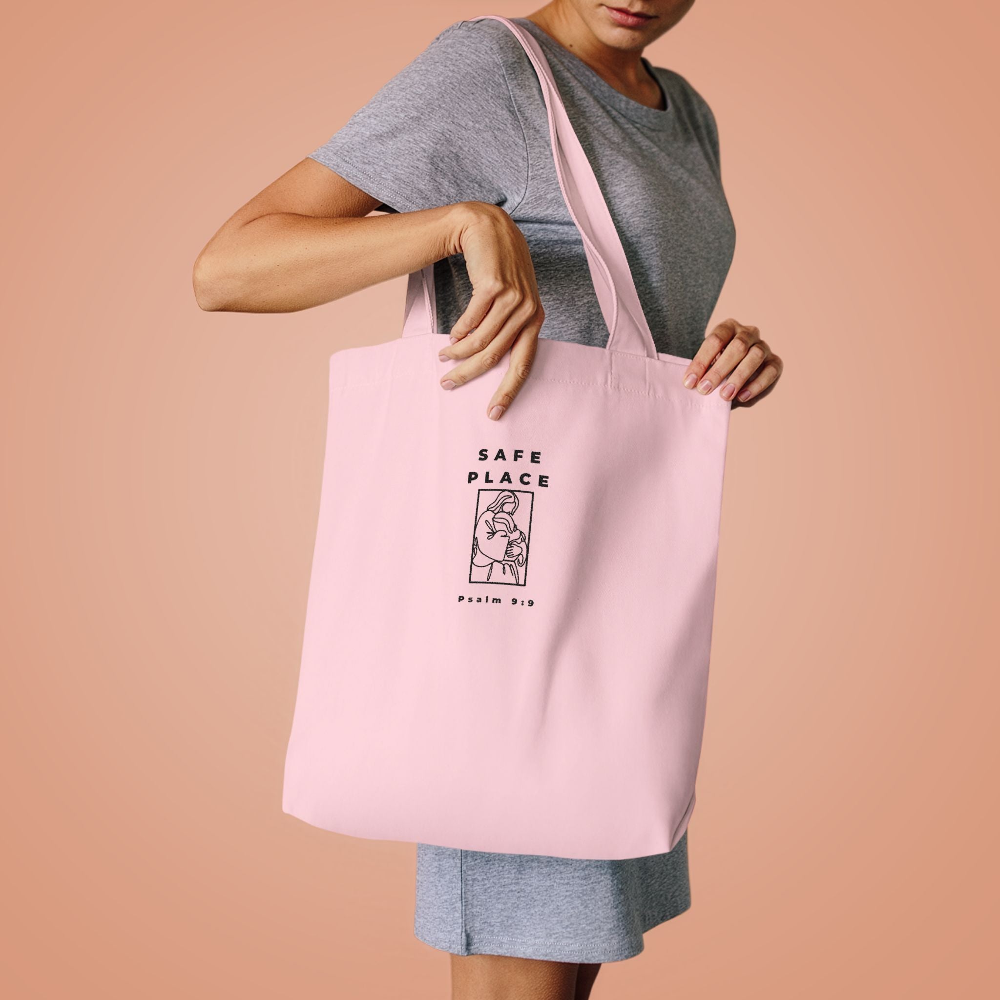 Safe Place Minimalist Colours Tote Bag| Psalm 9:9