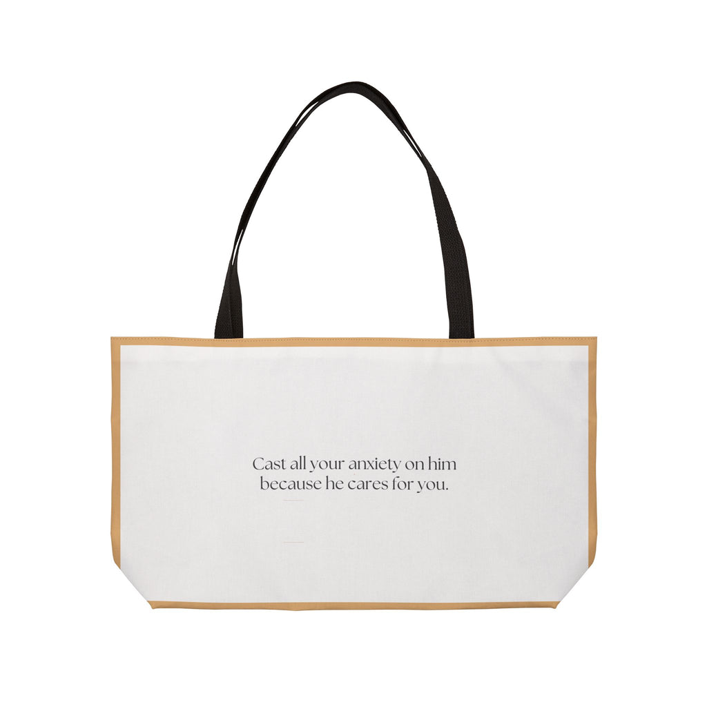 Cast Your Cares Upon Him Tote Bag | 1 Peter 5:7