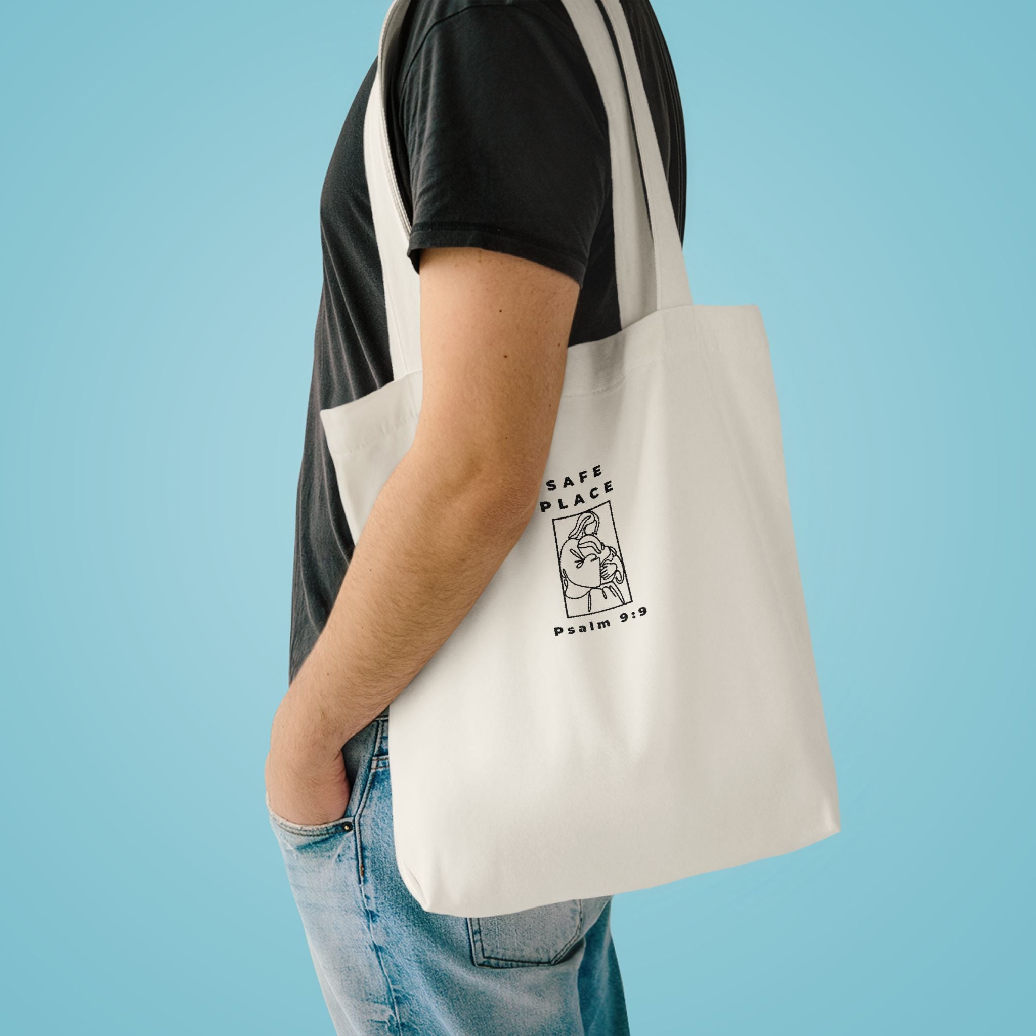 Safe Place Minimalist Colours Tote Bag| Psalm 9:9