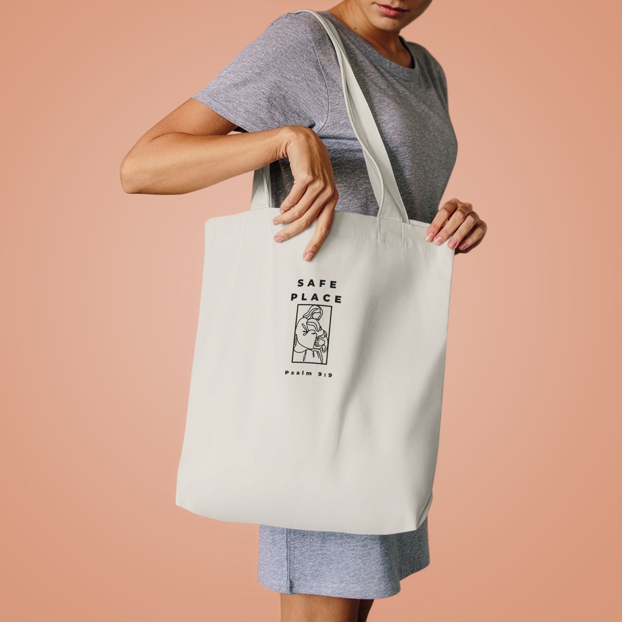 Safe Place Minimalist Colours Tote Bag| Psalm 9:9