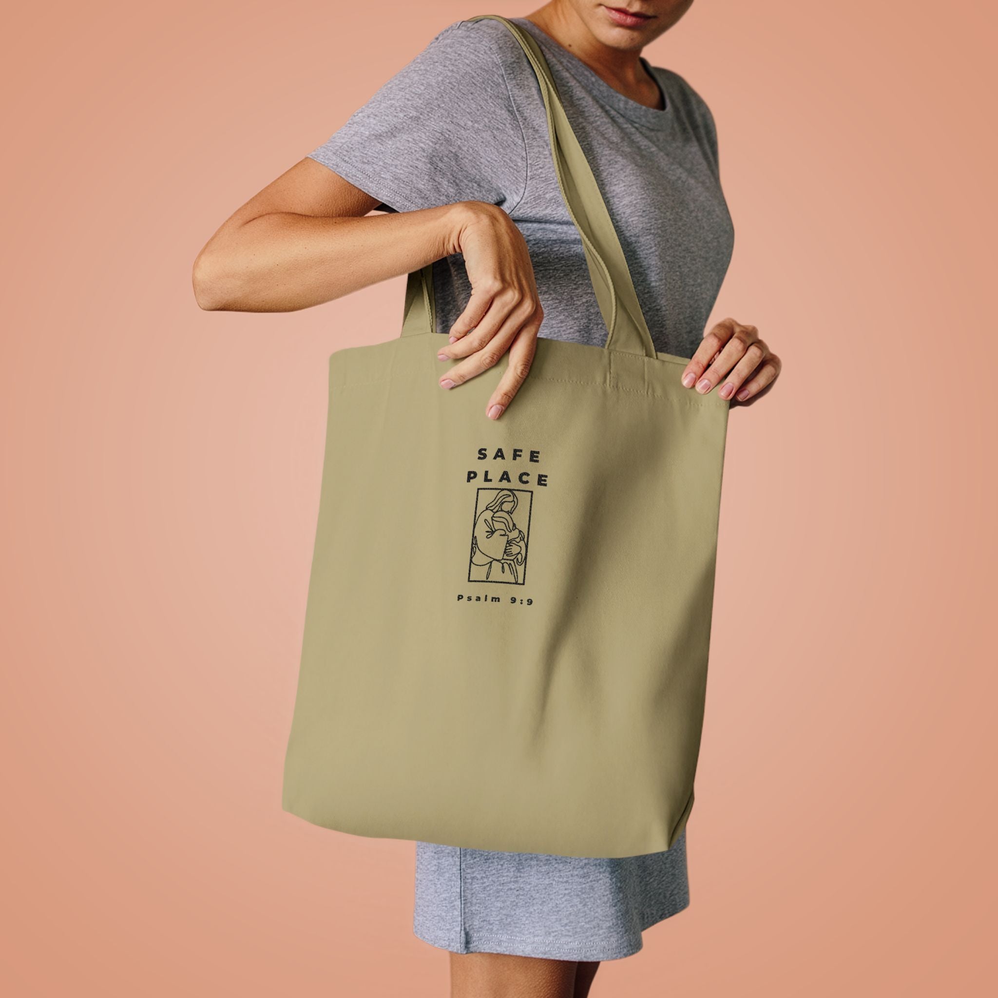 Safe Place Minimalist Colours Tote Bag| Psalm 9:9