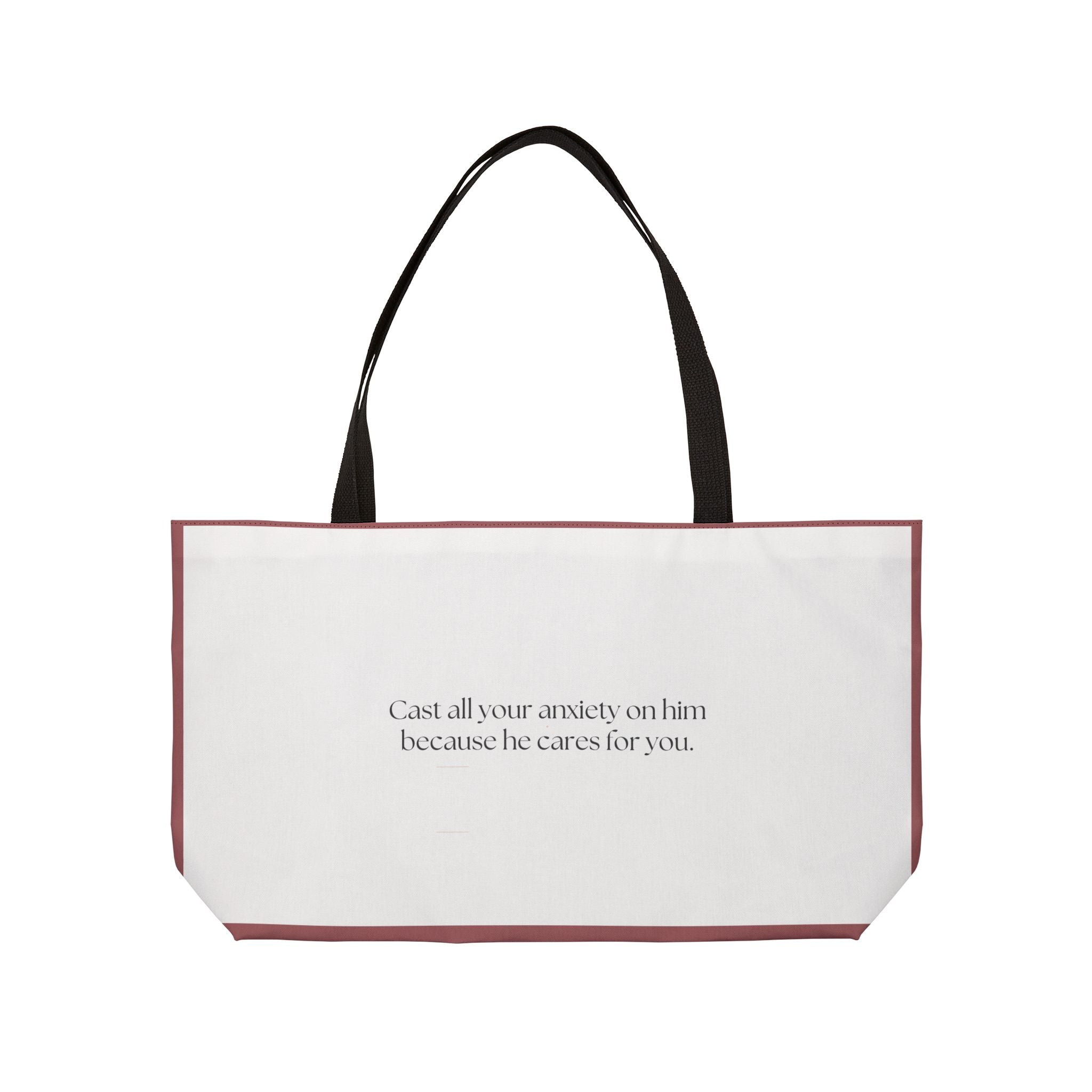 Cast your Cares upon Him Tote Bag Burgundy | 1 Peter 5:7
