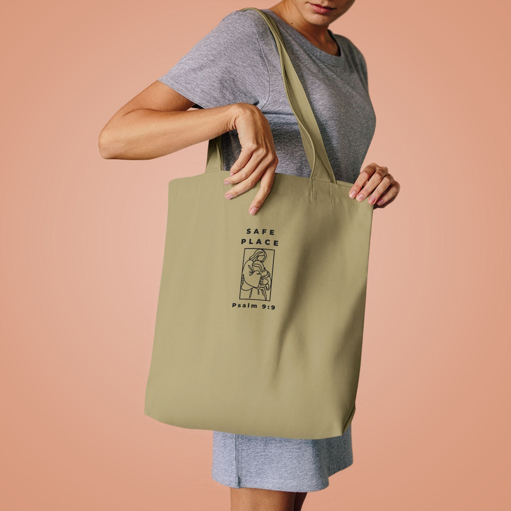 Safe Place Minimalist Colours Tote Bag| Psalm 9:9