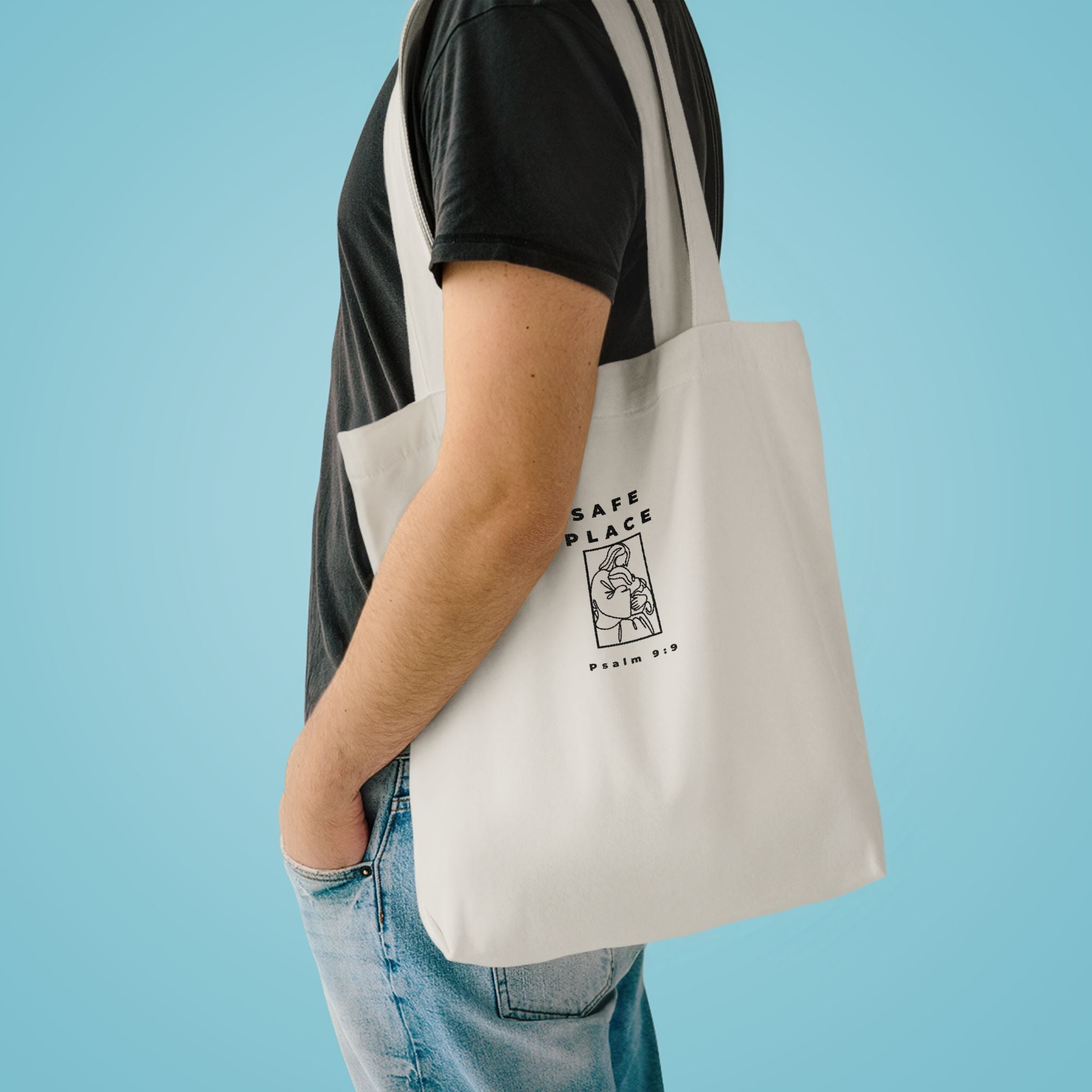 Safe Place Minimalist Colours Tote Bag| Psalm 9:9