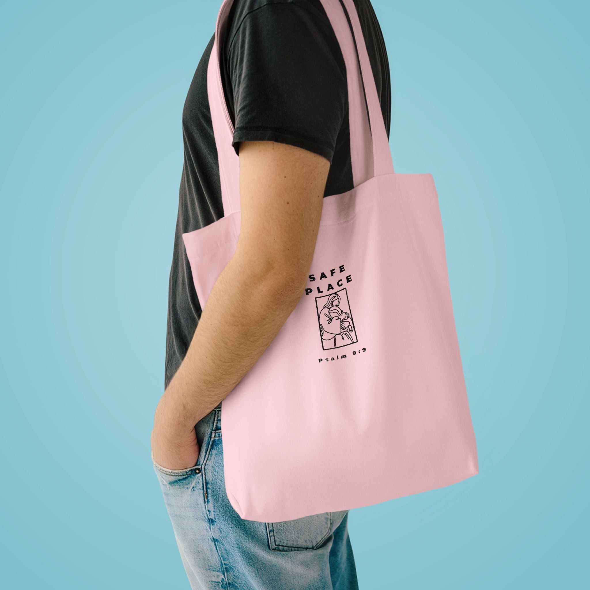 Safe Place Minimalist Colours Tote Bag| Psalm 9:9