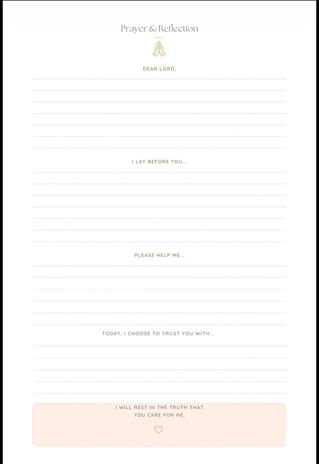 Prayer and Reflection inside page