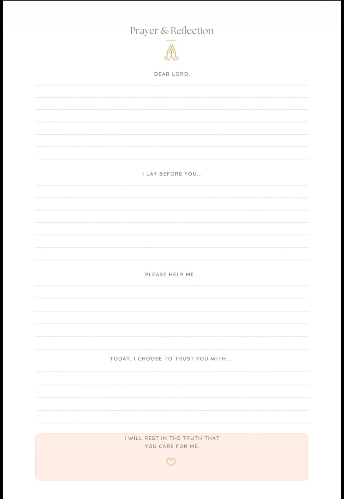Prayer and Reflection inside page